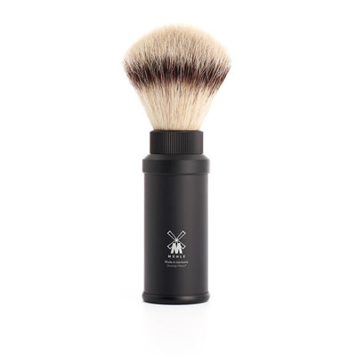 Muhle, MÜHLE Black Anodized Aluminum, Silvertip Fibre Travel Shaving Brush - The Brotique with Free UK Shipping for Mens Beard Care, Mens Shaving and Mens Gifts