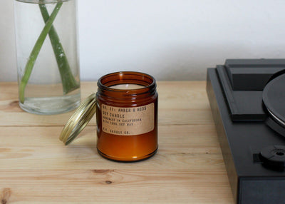 P.F. Candle Co., P.F. Candle Co. NO. 11: AMBER & MOSS 7.5 OZ SOY CANDLE - The Brotique with Free UK Shipping for Mens Beard Care, Mens Shaving and Mens Gifts