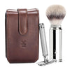 Muhle, RT2SR MÜHLE TRAVEL BROWN LEATHER CASE, SILVERTIP FIBRE / SAFETY RAZOR TRAVEL SET - The Brotique with Free UK Shipping for Mens Beard Care, Mens Shaving and Mens Gifts