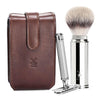  Muhle, RT2SR MÜHLE TRAVEL BROWN LEATHER CASE, SILVERTIP FIBRE / SAFETY RAZOR TRAVEL SET - The Brotique with Free UK Shipping for Mens Beard Care, Mens Shaving and Mens Gifts