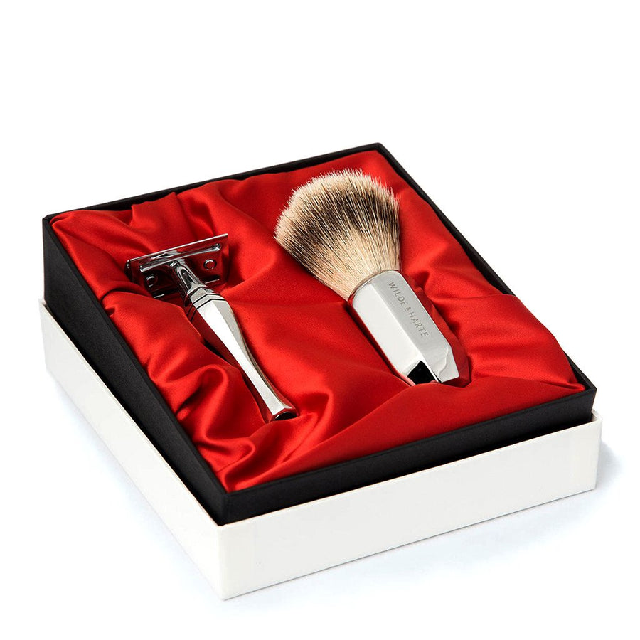  Wilde & Harte, Wilde & Harte Traditional Design Safety Razor & Shaving brush Gift Set - The Brotique with Free UK Shipping for Mens Beard Care, Mens Shaving and Mens Gifts
